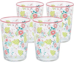Flowers & Fruits 4 db-os pohárkészlet 510 ml, rózsaszín