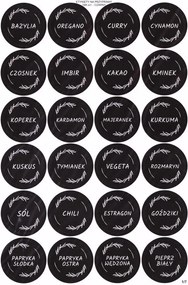 Fűszertartó Matricák Befőttes Üvegek Aláírt Készlet 168DB Fekete