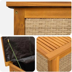 vidaXL Kerti Tároló Doboz 185 L Tömör Akácfa 113 x 50 x 56 cm Bézs