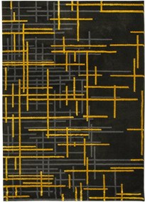 140x190 cm Puha Szőnyeg Festival Vonalak Fekete Arany