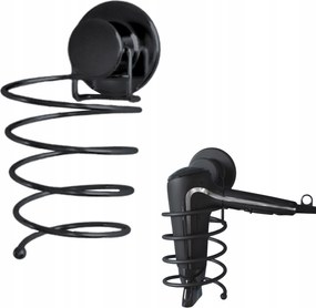 Akasztós Hajszárító Tartó Fekete Fém Fali Fürdőszoba