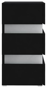 fekete szerelt fa LED-es éjjeliszekrény 45 x 35 x 67 cm