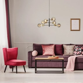 RENDL ARTEMIA 6 závěsná černá česaná mosaz 230V LED E27 6x15W