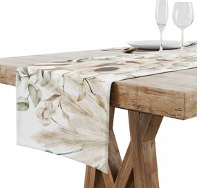 Futófelület Abrosz Asztalra Matt Sima 40x220 Boho Bézs Virágok 008