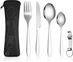 Kemping Evőeszközök Utazó Kés Villa Kanál Szett Nélkülözhetetlen Túra