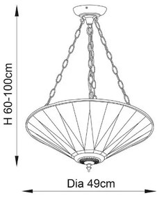 Endon 70754 - Tiffany DARK STAR láncos csillár 3xE27/60W/230V Ø 49 cm