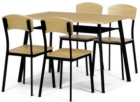 Étkezőgarnitúra Industrial 4 székkel, 110 x 70 x76 cm, barna
