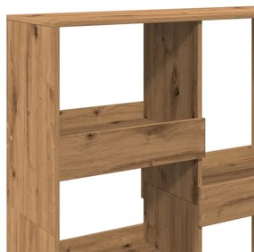 kézműves tölgy színű szerelt fa térelválasztó 100x33x115 cm