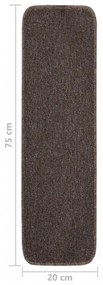 15 db barna négyszögű csúszásmentes lépcsőszőnyeg 75 x 20 cm