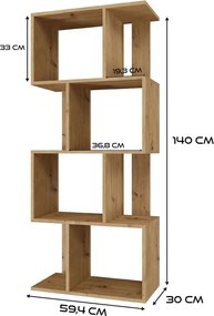 Fiesta 4P nyitott álló polc, tároló, tölgy