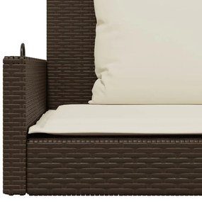 barna polyrattan hintapad párnával 119 x 56 x 48 cm