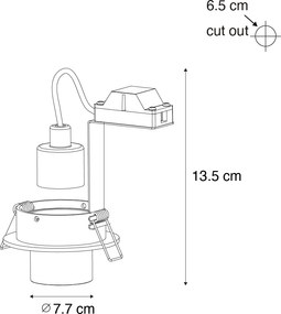 Modern, fekete GU10-es süllyesztett spotlámpa, 35 mm-es kerek, dönthető - Installa