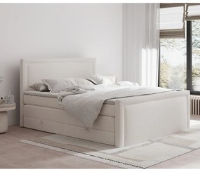 Bézs ágyneműtartós boxspring ágy 140x200 cm Lavenda – Maison de Rêve