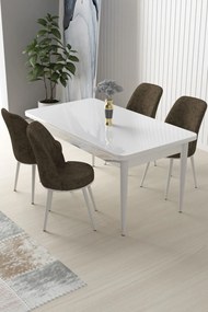 Nil étkezőgarnitúra, fehér-barna, 110 cm