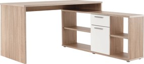 Sarok íróasztal, sonoma tölgy/fehér, NOE NEW
