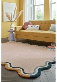 Krémszínű kézi szövésű gyapjú szőnyeg 120x170 cm Leo Scallop – Flair Rugs