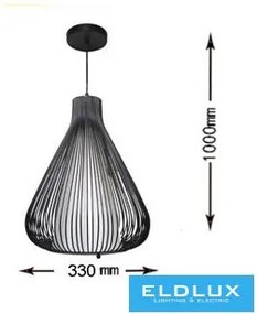UNIVERSO Függeszték 1 x E27 Max.60W ∅330x1000mm IP20 fekete