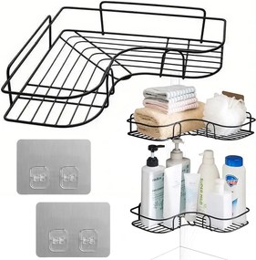 Sarokpolc Zuhanyhoz Fürdőszobába Fekete Loft Fürdőszoba Fém