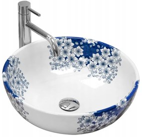 Rea Fiori, asztali mosogató 41x41 cm, fehér-kék, REA-U6520