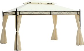 Outsunny Luxuskert Pavilon Party Sátor Marquee Pagoda 3x4m Krém | Aosom