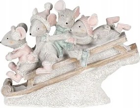 Dekoratív szobor egerekről szánkón