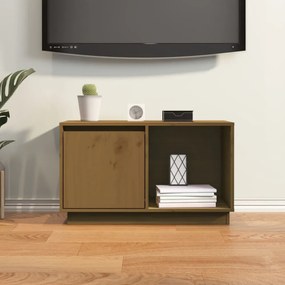 mézbarna tömör fenyőfa TV-szekrény 74x35x44 cm