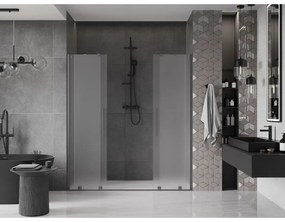 Mexen Velar Duo, tolózuhanyajtó nyitáshoz 180 cm, 8 mm-es matt üveg, polírozott grafit, 871-180-000-32-66
