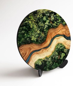 DUBLEZ | Kör alakú fa kép - Moha epoxival