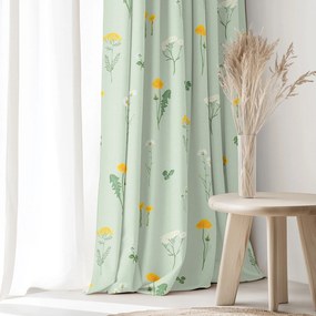 Goldea pamut függöny - mező, zöld melanzs alapon 240x150 cm