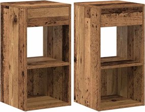 vidaXL éjjeliszekrények fiókkal 2 db régi fa 35x34x66,5 cm