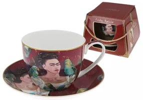 Porceláncsésze+alj, 410ml, dobozban, Frida Kahlo