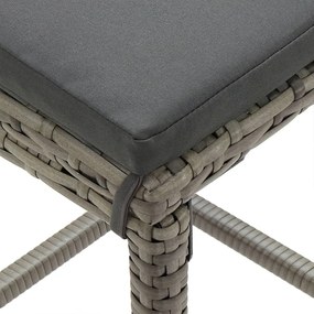 vidaXL 5 részes szürke tömör akácfa és polyrattan kerti bárszett