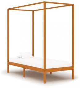 mézbarna tömör fenyőfa baldachinos ágykeret 100 x 200 cm