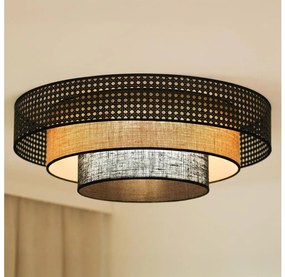 Brilagi Brilagi - DAKOTA LUNETA LED mennyezeti lámpa 12W, 60 cm, fekete/rattan BG1127