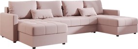 AKCIÓ VENORIA U alakú kinyitható ülőgarnitúra 285x146 cm, púderrózsaszín + 2 párna INGYEN II. osztály