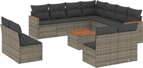 vidaXL 12 részes szürke polyrattan kerti ülőgarnitúra párnákkal