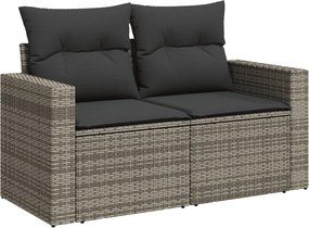 vidaXL 2 személyes szürke polyrattan kerti kanapé párnával