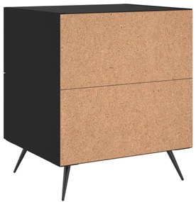2 db fekete szerelt fa és vas éjjeliszekrény 40 x 35 x 47,5 cm