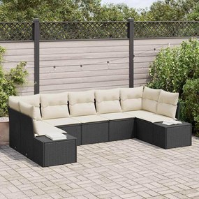 Kerti Kanapé Szett 7 pcs Fekete és krémszínű 289 x 154 x 85 cm