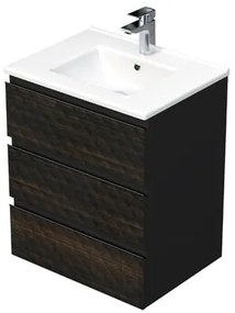 Fürdőszobaszekrény mosdóval SAT Cube Way 60x71x46 cm barna matt CUBE3D603ZHMOD