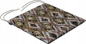 Károly székpárna 40x40 krémszínű azték mintákkal, olívazöld alapon