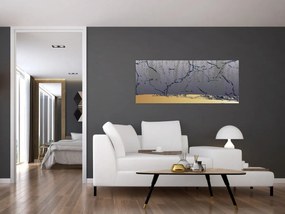 Kép - Kék és arany absztrakció N⁰1 (120x50 cm)