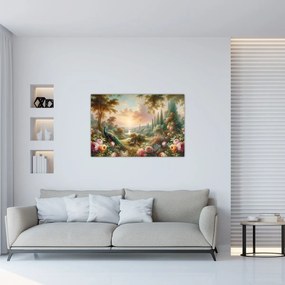 Kép - Pávák a kertben (90x60 cm)