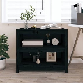 fekete tömör fenyőfa könyvszekrény 80x35x68 cm