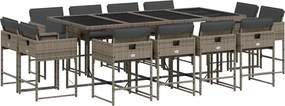 vidaXL 13 részes szürke polyrattan kerti ülőgarnitúra párnákkal