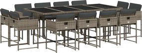 vidaXL 13 részes szürke polyrattan kerti ülőgarnitúra párnákkal