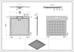 AREZZO design STONE pala hatású öntött márvány zuhanytálca, 90x90 cm-es, fehér (2 doboz)
