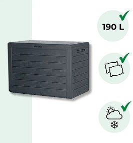 WOODEBOX tárolódoboz, 190L, 78x44x55 cm, antracit Prosperplast