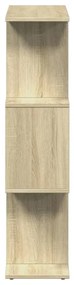 3 szintes sonoma tölgy fa elválasztó könyvespolc 70x24x97 cm