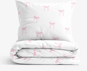 Goldea pamut ágyneműhuzat - rózsaszín masnik 140 x 200 és 70 x 90 cm